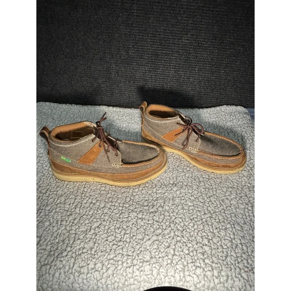 Twisted X Mens MCA0018 Brown Fabric Leather Chukka Driving Moc Shoes‎ Size 9.5 M